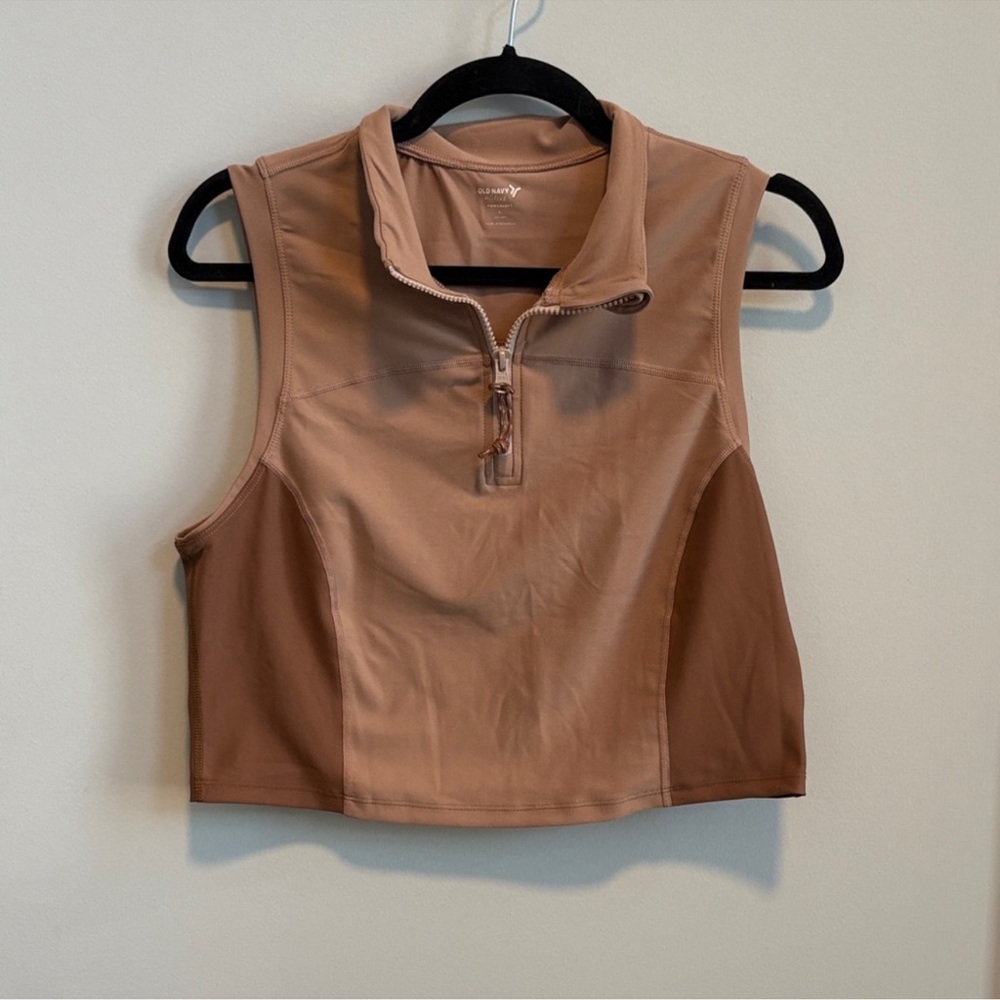 Old Navy Brown Zip-Up Crop Top